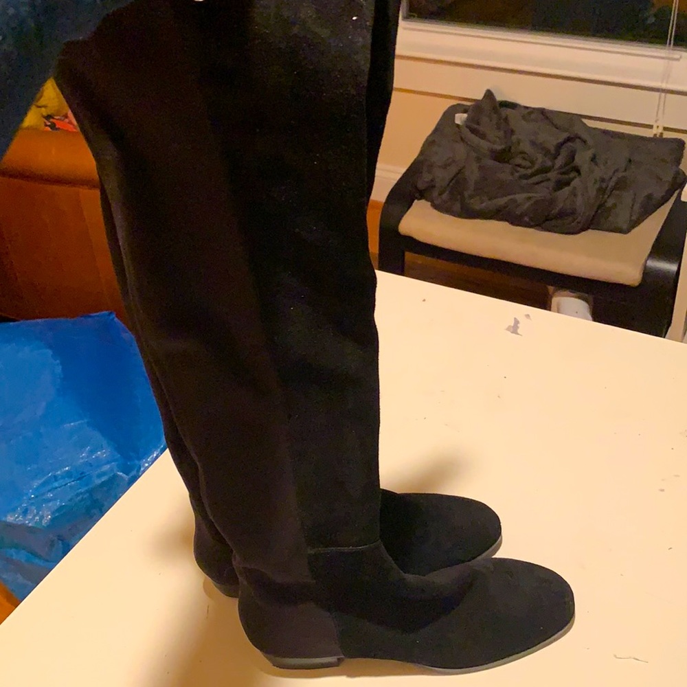 Vince Camuto Karita Over the Knee Suede and Fabric Black Boots, Size 6.5